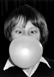 Nigel Fell with his Guiness Book of Records winninf 16.5 ' sphere of bubble gum Nigel Fell with his Guiness Book of Records winninf 16.5 ' sphere of bubble gum