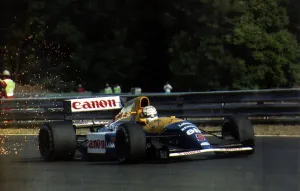 Nigel Mansell Formula One racing car driver of the Williams team during race Nigel Mansell Formula One racing car driver of the Williams team during race