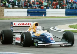 Nigel Mansell Motor Racing Formula One Grand Prix Driver driving his Williams Renault car Nigel Mansell Motor Racing Formula One Grand Prix Driver driving his Williams Renault car