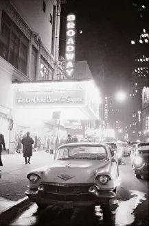 Night time on Broadway New York USA Theatre Neon signs American Car Night time on Broadway New York USA Theatre Neon signs American Car
