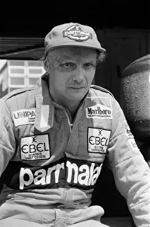 Niki Lauda pictured at Brands Hatch. July 1982 Niki Lauda pictured at Brands Hatch. July 1982