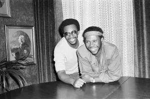 Nile Rodgers (l) and Bernard Edwards (r), founding members of music group, Chic Nile Rodgers (l) and Bernard Edwards (r), founding members of music group, Chic