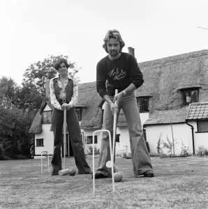 Noel Edmonds pictured at home in Suffolk with his wife Gillian. 9th August 1976 Noel Edmonds pictured at home in Suffolk with his wife Gillian. 9th August 1976