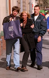 Noel Gallagher of the pop group Oasis with his girlfriend Meg Matthews outside Noel Gallagher of the pop group Oasis with his girlfriend Meg Matthews outside