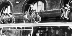 North Shields footballers victory parade after winning the FA Amateur Cupwhile on their North Shields footballers victory parade after winning the FA Amateur Cupwhile on their
