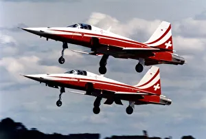 Northrop F-5E/F Tiger II aircraft of Patrouille Suisse aerobatic team of the Swiss Air Northrop F-5E/F Tiger II aircraft of Patrouille Suisse aerobatic team of the Swiss Air