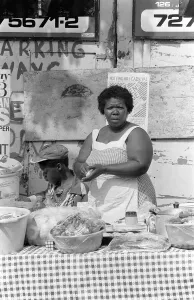 Notting Hill Carnival 1981 Residents take part in selling food for the carnival Notting Hill Carnival 1981 Residents take part in selling food for the carnival