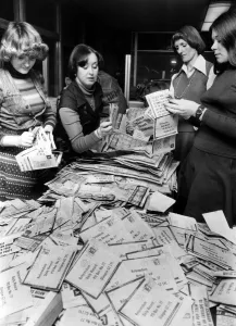 Office Girls count the results of the Record Referendum, over 45 Office Girls count the results of the Record Referendum, over 45