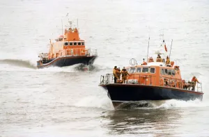 The old Barry lifeboat with its replacement the Margaret Frances Love The old Barry lifeboat with its replacement the Margaret Frances Love