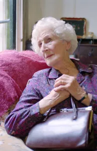 Old Lady looking into a holding her handbag Old Lady Sitting in A Chair Old Lady looking into a holding her handbag Old Lady Sitting in A Chair