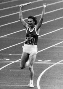 Olympic Games 1976 A delighted Christina Brehmer signals a win for East Germany in Olympic Games 1976 A delighted Christina Brehmer signals a win for East Germany in
