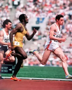Olympic Games Alan Wells leads Don Qurrie in the first heat of the 100 metres Olympic Games Alan Wells leads Don Qurrie in the first heat of the 100 metres