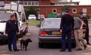 Open Golf championships Birkdale 1998 security spectators are searched by police Open Golf championships Birkdale 1998 security spectators are searched by police