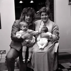 Ozzy and Sharon Osbourne with two of their three children November 1985 Ozzy and Sharon Osbourne with two of their three children November 1985