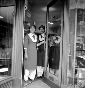 Pakistani Air Hostesses seen here at Pakistani Airways House in London Pakistani Air Hostesses seen here at Pakistani Airways House in London