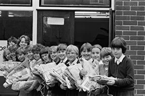 Images Dated 14th October 1985: Paper-chase... These are some of the 66 pupils of South Crosland Junior School who