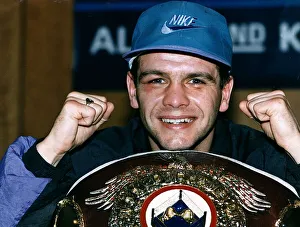 Pat Clinton boxer shows off his WBO Championship belt Circa March 1992 Pat Clinton boxer shows off his WBO Championship belt Circa March 1992