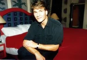Patrick Swayze actor October 1992. Sitting on bed Patrick Swayze actor October 1992. Sitting on bed