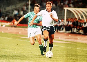 Paul Gascoigne battles with Lothar Matthaus in the game between England and Germany Paul Gascoigne battles with Lothar Matthaus in the game between England and Germany