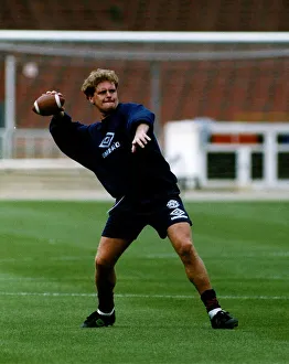 Paul Gascoigne Footballer Throws A Rugby Ball During Training Dbase Paul Gascoigne Footballer Throws A Rugby Ball During Training Dbase