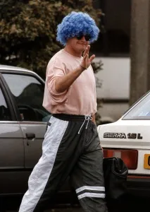Paul Gascoigne in funny mode arrives for a training session DBase Paul Gascoigne in funny mode arrives for a training session DBase