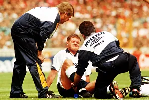 Paul Gascoigne injured during a FA Cup Final between Spurs and Forest. May 1991 Paul Gascoigne injured during a FA Cup Final between Spurs and Forest. May 1991