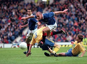 Paul Gascoigne jumping over defence players July 1997 Paul Gascoigne jumping over defence players July 1997