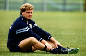Paul Gascoigne stretches during a training session in Lazio Italy July 1993 Paul Gascoigne stretches during a training session in Lazio Italy July 1993