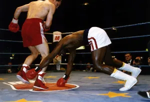 Paul Hodkinson Boxing knocking down his opponent Paul Hodkinson Boxing knocking down his opponent
