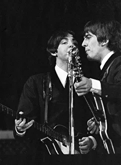 Paul McCartney and George Harrison in concert on the second night of their US tour at Paul McCartney and George Harrison in concert on the second night of their US tour at