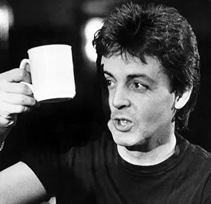 Paul McCartney pictured relaxing with a cup of tea, after the Wings concert at The Paul McCartney pictured relaxing with a cup of tea, after the Wings concert at The