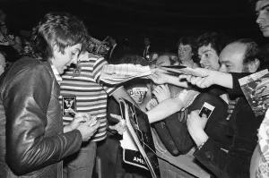Paul McCartney seen here at Madison Square Garden, New York to meet with 300 members of Paul McCartney seen here at Madison Square Garden, New York to meet with 300 members of