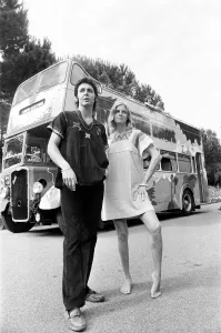 Paul McCartney former singer with The Beatles and wife Linda on tour in their Psychedelic Paul McCartney former singer with The Beatles and wife Linda on tour in their Psychedelic