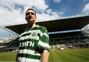 Paul McStay Celtic football team captain standing football pitch stand behind Paul McStay Celtic football team captain standing football pitch stand behind