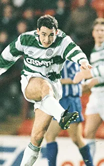 Paul McStay kicking ball Celtic strip Football Paul McStay kicking ball Celtic strip Football