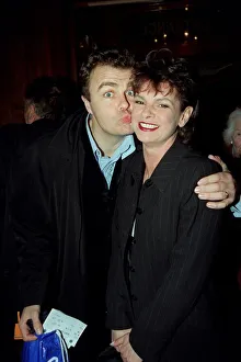 Paul Ross TV Presenter May 98 Giving Della Bovey a friendly kiss at the premiere of Paul Ross TV Presenter May 98 Giving Della Bovey a friendly kiss at the premiere of