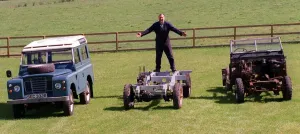 Paul Watson with Land Rovers JUly 1998 in stages of building Earlston Glenburnie Farm Paul Watson with Land Rovers JUly 1998 in stages of building Earlston Glenburnie Farm