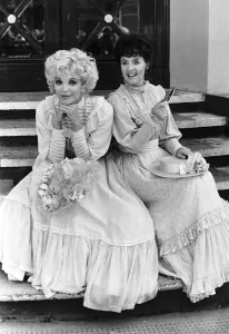 Pauline Collins Actress with Joan Collins on the set of a TV play called " Pauline Collins Actress with Joan Collins on the set of a TV play called "