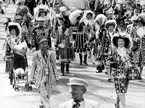 Pearly Kings and Queens seen here marching in the 1985 Battersea Easter Parade Pearly Kings and Queens seen here marching in the 1985 Battersea Easter Parade