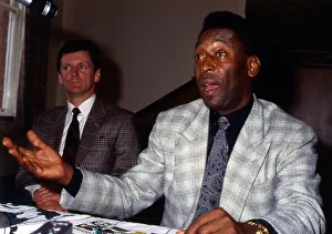 Pele & Andy Roxburgh at press conference June 1989 Pele & Andy Roxburgh at press conference June 1989