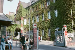 People wait outside Red Cross centre in East Berlin, Germany 22nd September 1989 People wait outside Red Cross centre in East Berlin, Germany 22nd September 1989