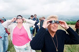 People watching a total solar eclipse, Caerphilly mountain. 11th August 1999 People watching a total solar eclipse, Caerphilly mountain. 11th August 1999