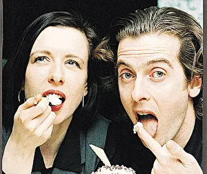 Peter Capaldi and Elaine Collins eating cream Actor