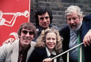 Peter Cook Comedian with Terry Jones of Monty Python Connie Booth of Fawlty Towers Peter Cook Comedian with Terry Jones of Monty Python Connie Booth of Fawlty Towers