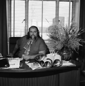 Peter Grant, Manager of Led Zeppelin, pictured in his office, Friday 9th October 1970 Peter Grant, Manager of Led Zeppelin, pictured in his office, Friday 9th October 1970