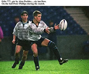Peter Phillips catching ball during rugby match at Murrayfield Scottish Schools against Peter Phillips catching ball during rugby match at Murrayfield Scottish Schools against