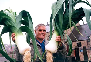 Peter Rhodes who is a competitor in the Beamish Museum Leek Show with two of his exhibits Peter Rhodes who is a competitor in the Beamish Museum Leek Show with two of his exhibits