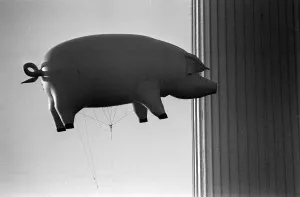 Pink Floyd Inflatable Flying Pig at Battersea December 1976 Power Station in London Pink Floyd Inflatable Flying Pig at Battersea December 1976 Power Station in London