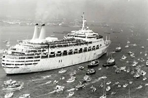 The P&O cruise ship Canberra returns to Southampton water after service as a troopship The P&O cruise ship Canberra returns to Southampton water after service as a troopship