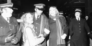 Police share a joke and a kiss with New Year revellers in Broadgate 31st December 1971 Police share a joke and a kiss with New Year revellers in Broadgate 31st December 1971